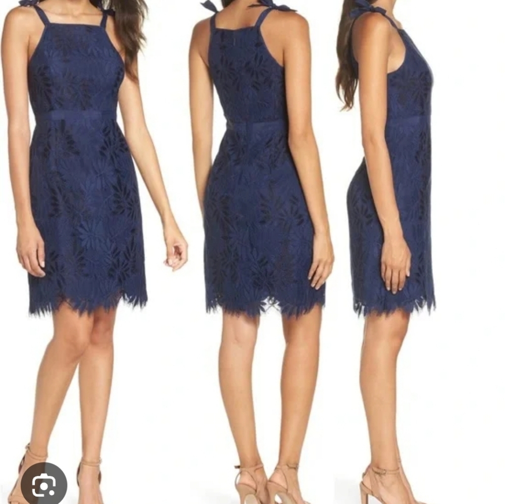 Lilly Pulitzer Kayleigh Dress Navy Blue Lined Lace